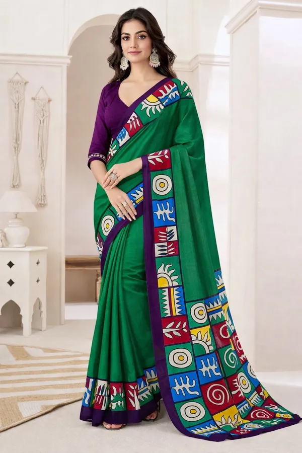Leelavati_Printed_Ikkat_Pure_Cotton_Saree_Red