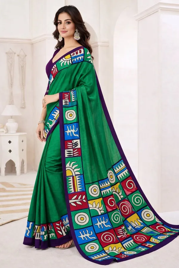 Leelavati_Printed_Ikkat_Pure_Cotton_Saree_Red