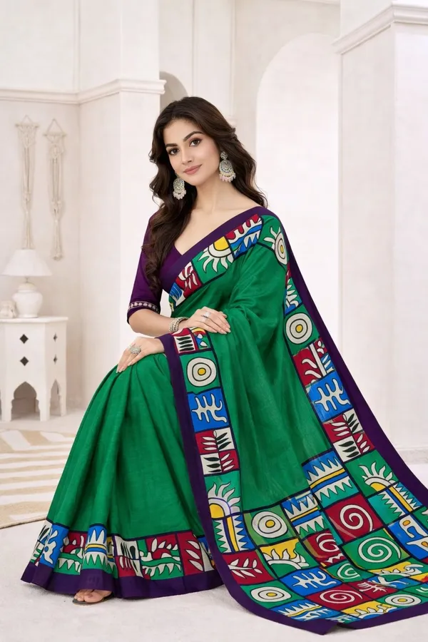 Leelavati_Printed_Ikkat_Pure_Cotton_Saree_Red