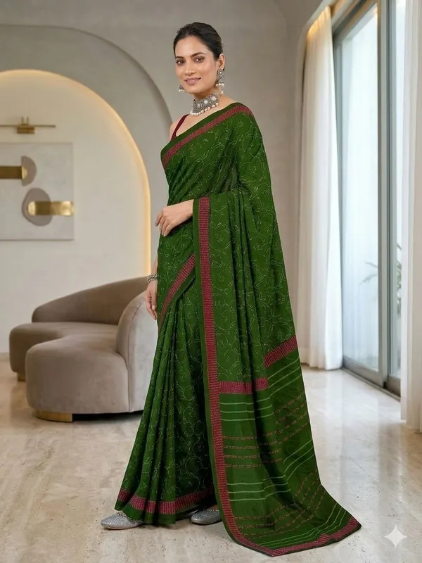 Leelavati_Printed_Ikkat_Pure_Cotton_Saree_Green