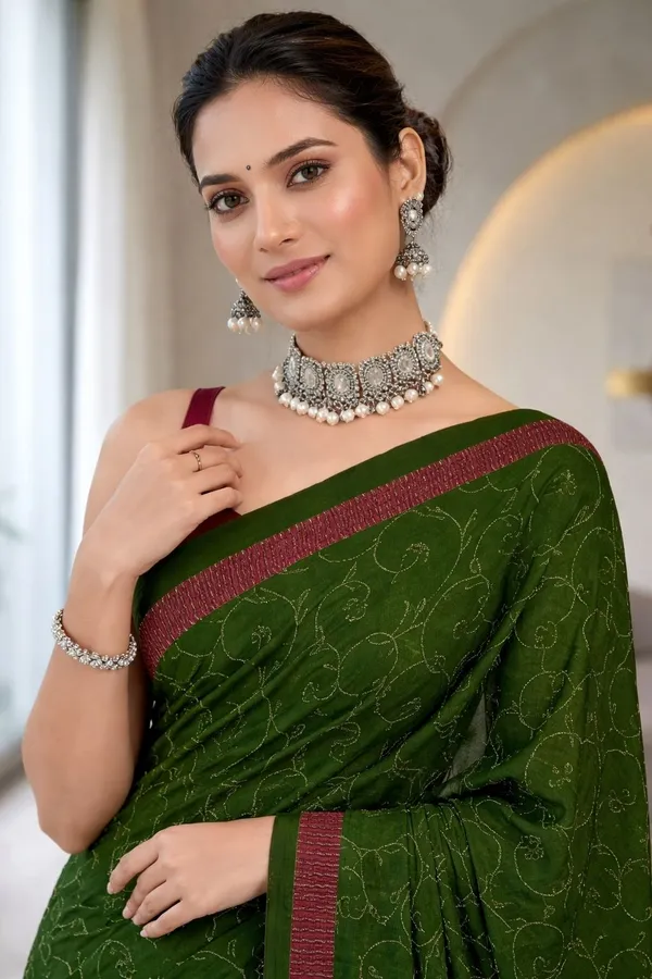 Leelavati_Printed_Ikkat_Pure_Cotton_Saree_Green