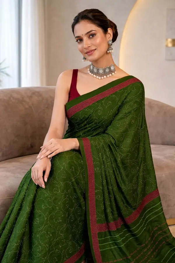 Leelavati_Printed_Ikkat_Pure_Cotton_Saree_Green