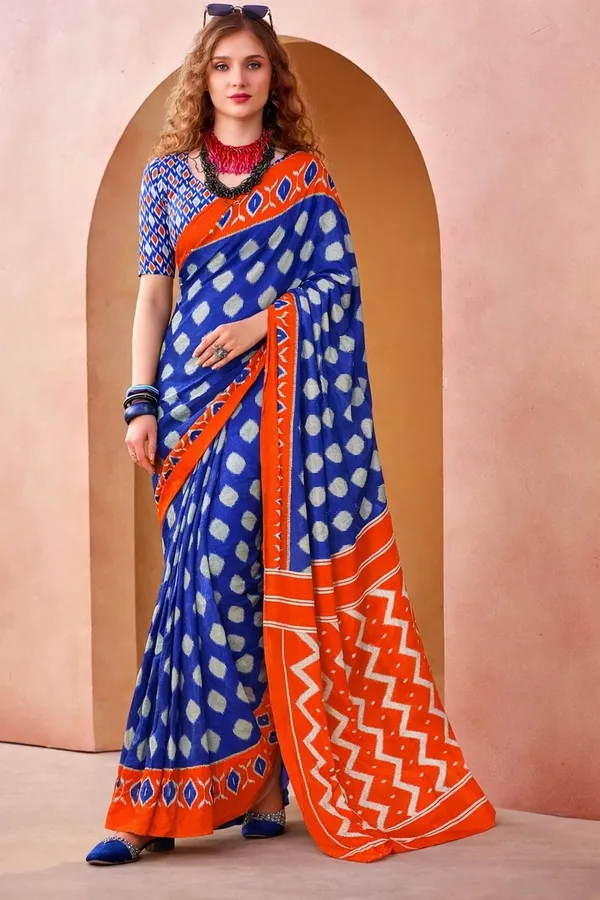 Leelavati_Blocked_Printed_Ikkat_Pure_Cotton_Saree_Blue