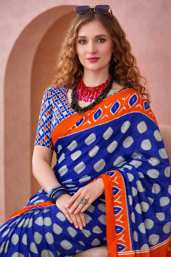 Leelavati_Blocked_Printed_Ikkat_Pure_Cotton_Saree_Blue
