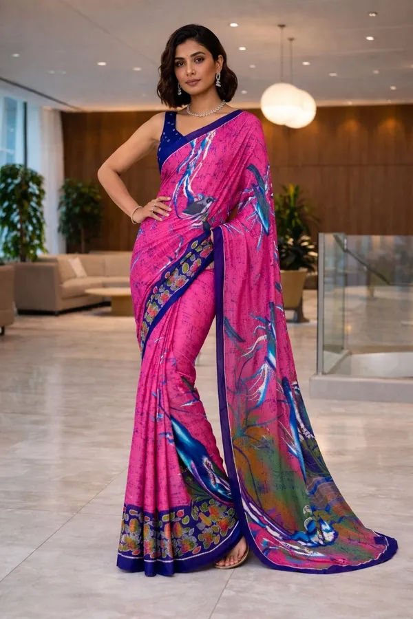 Leelavati_Blocked_Printed_Ikkat_Pure_Cotton_Saree_Pink