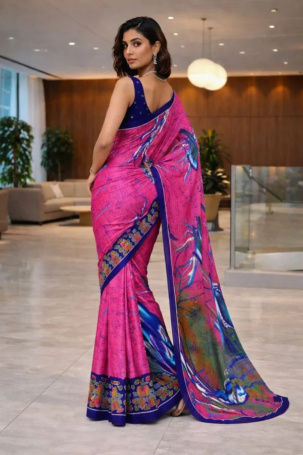 Leelavati_Blocked_Printed_Ikkat_Pure_Cotton_Saree_Pink