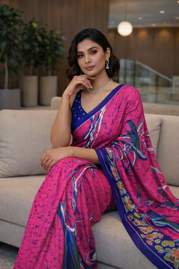 Leelavati_Blocked_Printed_Ikkat_Pure_Cotton_Saree_Pink