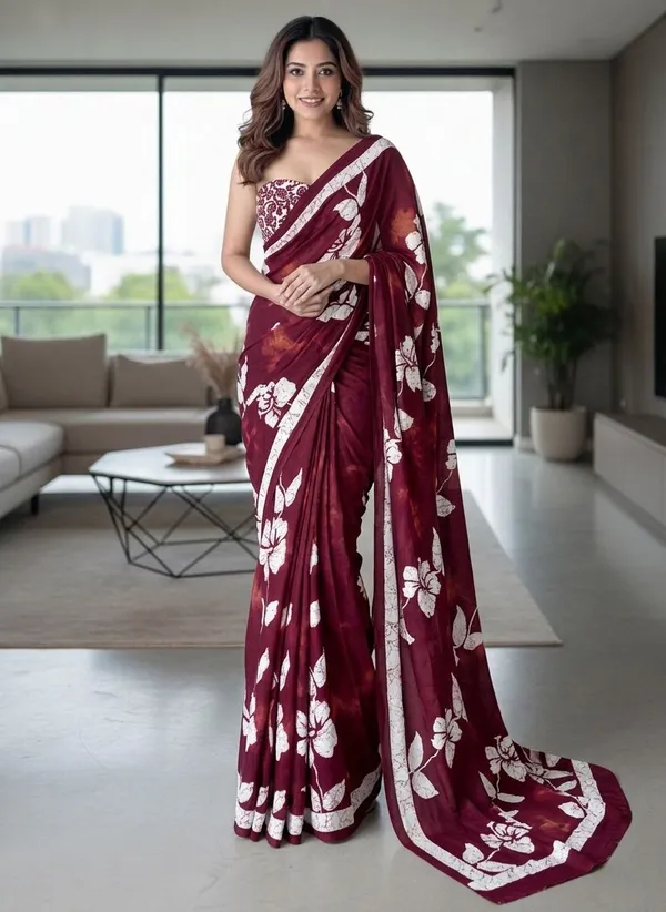 Leelavati_Blocked_Printed_Ikkat_Pure_Cotton_Saree_Maroon