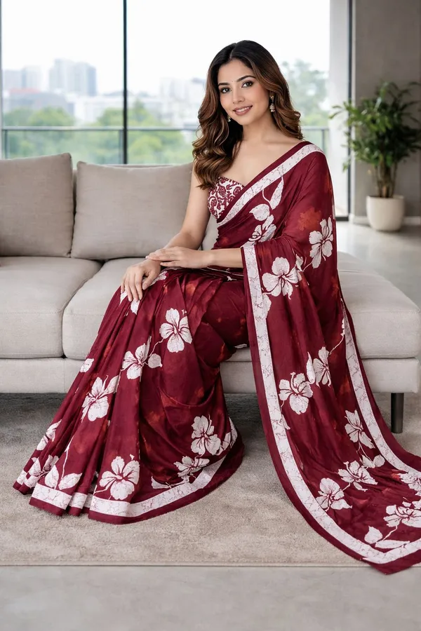Leelavati_Blocked_Printed_Ikkat_Pure_Cotton_Saree_Maroon