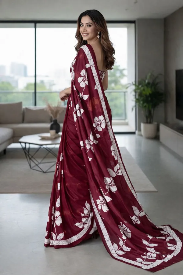 Leelavati_Blocked_Printed_Ikkat_Pure_Cotton_Saree_Maroon