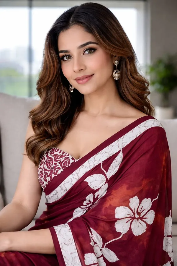 Leelavati_Blocked_Printed_Ikkat_Pure_Cotton_Saree_Maroon