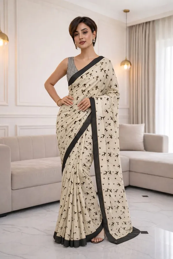 Leelavati_Printed_Floral_Print_Geometric_Print_Blocked_Printed_Ikkat_Pure_Cotton_Saree_Cream