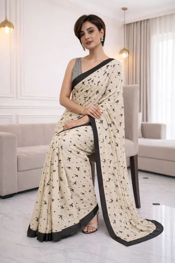 Leelavati_Printed_Floral_Print_Geometric_Print_Blocked_Printed_Ikkat_Pure_Cotton_Saree_Cream