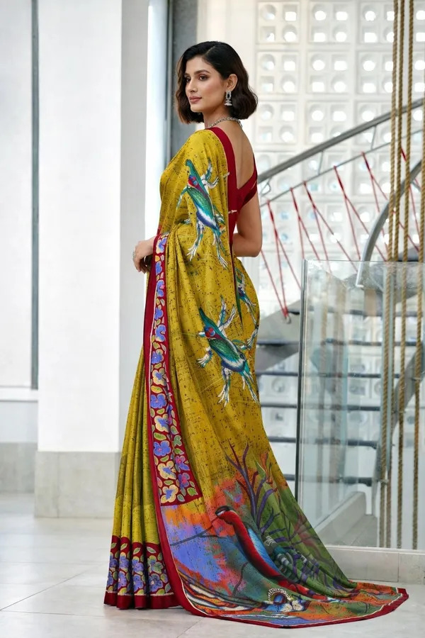 Leelavati_Blocked_Printed_Ikkat_Pure_Cotton_Saree_Green