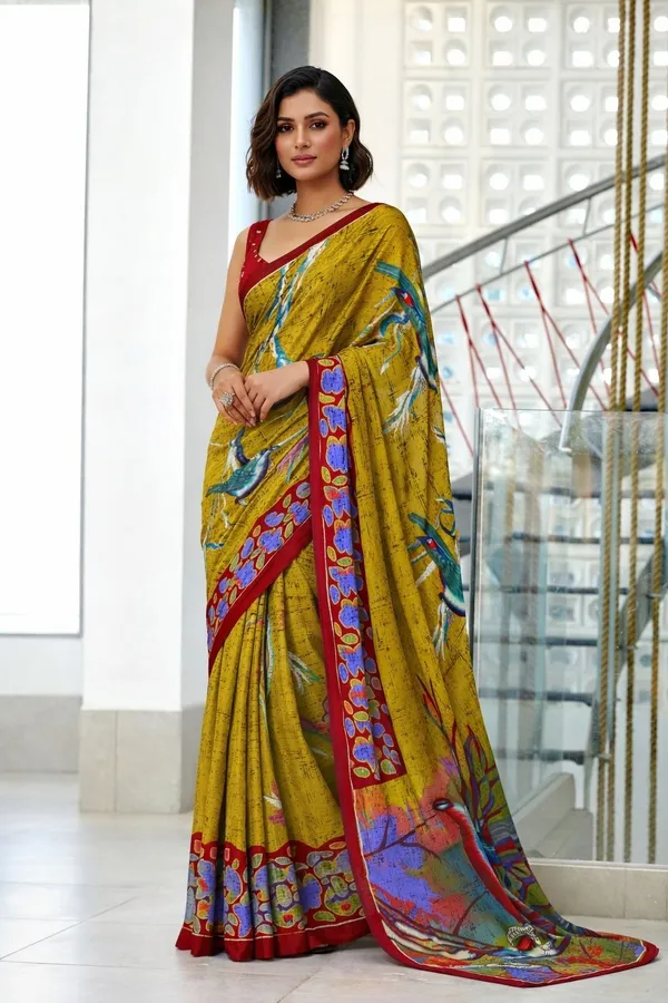 Leelavati_Blocked_Printed_Ikkat_Pure_Cotton_Saree_Green