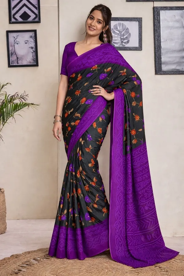 Leelavati_Printed_Floral_Print_Geometric_Print_Blocked_Printed_Ikkat_Pure_Cotton_Saree_Green