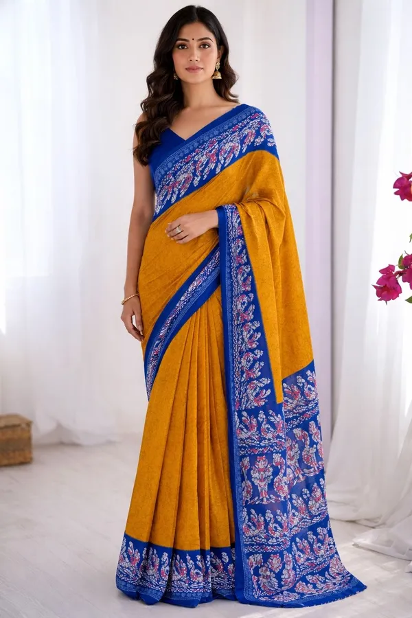 Leelavati_Printed_Ikkat_Pure_Cotton_Saree_Yellow