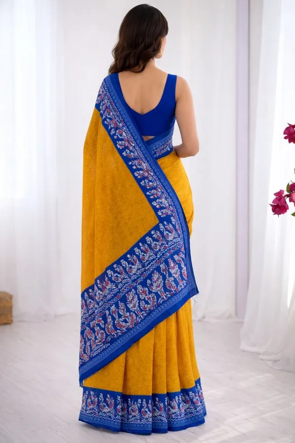 Leelavati_Printed_Ikkat_Pure_Cotton_Saree_Yellow