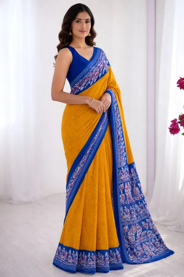 Leelavati_Printed_Ikkat_Pure_Cotton_Saree_Yellow