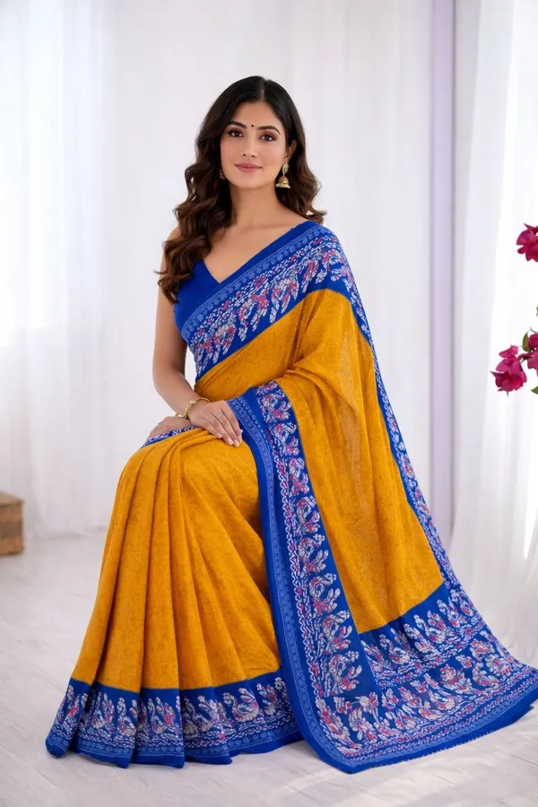 Leelavati_Printed_Ikkat_Pure_Cotton_Saree_Yellow