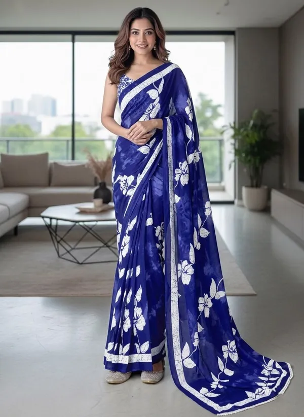 Leelavati_Blocked_Printed_Ikkat_Pure_Cotton_Saree_Dark_Blue