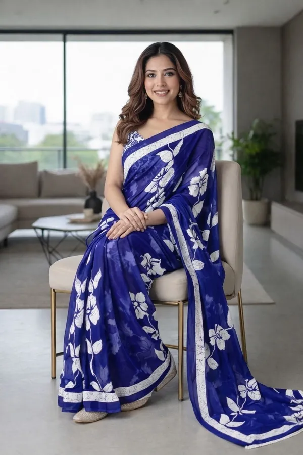 Leelavati_Blocked_Printed_Ikkat_Pure_Cotton_Saree_Dark_Blue
