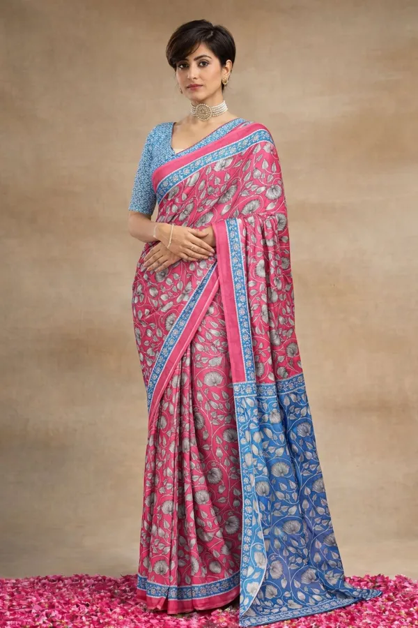Leelavati_Blocked_Printed_Ikkat_Pure_Cotton_Saree_Pink