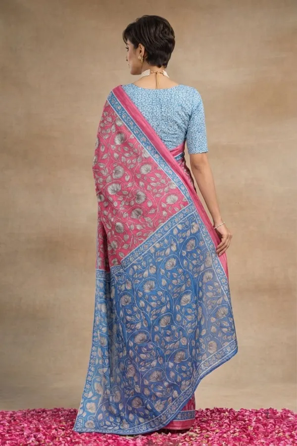 Leelavati_Blocked_Printed_Ikkat_Pure_Cotton_Saree_Pink