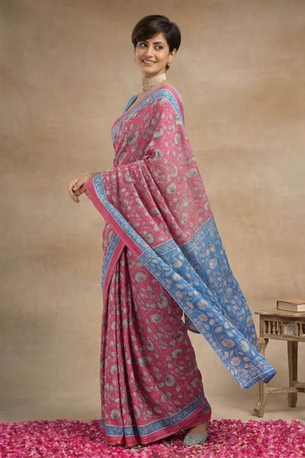 Leelavati_Blocked_Printed_Ikkat_Pure_Cotton_Saree_Pink