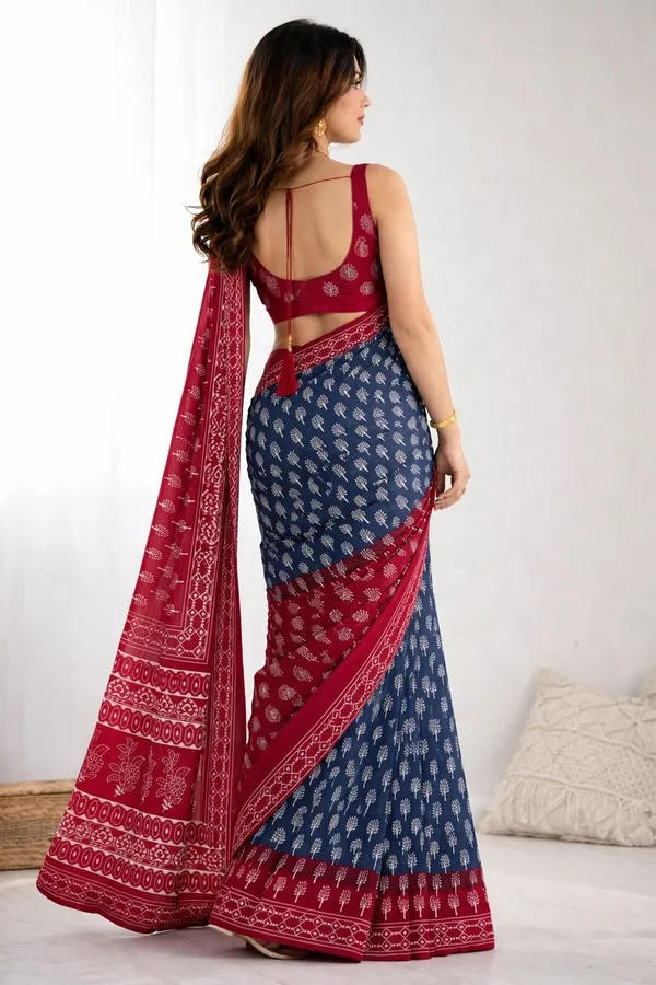 Leelavati_Printed_Floral_Print_Geometric_Print_Blocked_Printed_Ikkat_Pure_Cotton_Saree_Grey