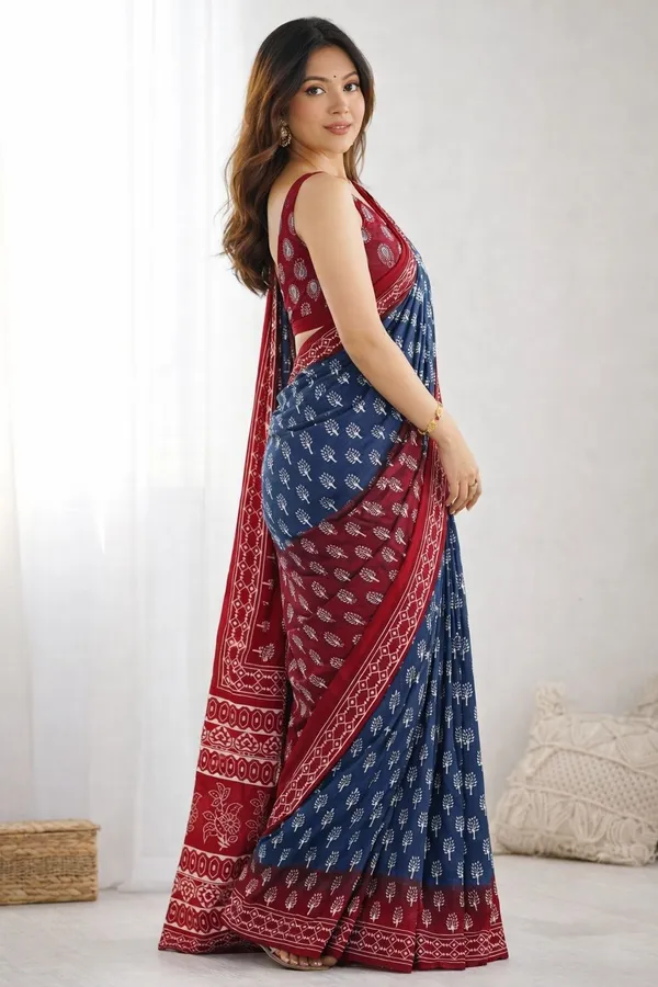 Leelavati_Printed_Floral_Print_Geometric_Print_Blocked_Printed_Ikkat_Pure_Cotton_Saree_Grey