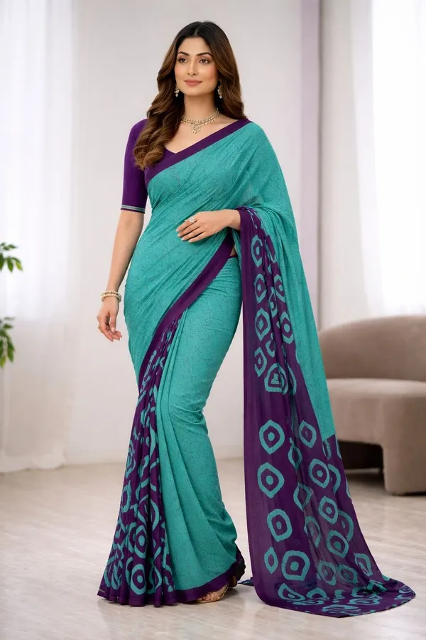 Leelavati_Printed_Floral_Print_Geometric_Print_Blocked_Printed_Ikkat_Pure_Cotton_Saree_Blue