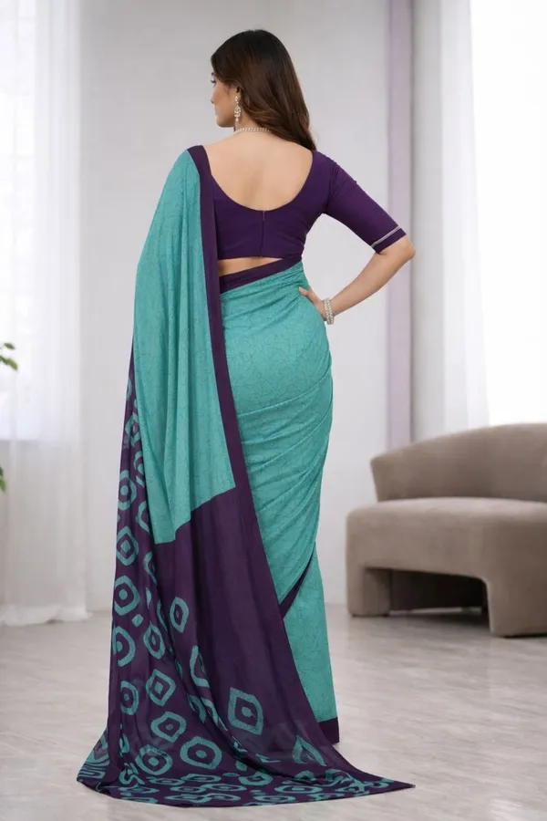 Leelavati_Printed_Floral_Print_Geometric_Print_Blocked_Printed_Ikkat_Pure_Cotton_Saree_Blue