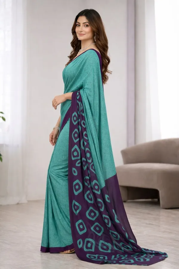 Leelavati_Printed_Floral_Print_Geometric_Print_Blocked_Printed_Ikkat_Pure_Cotton_Saree_Blue