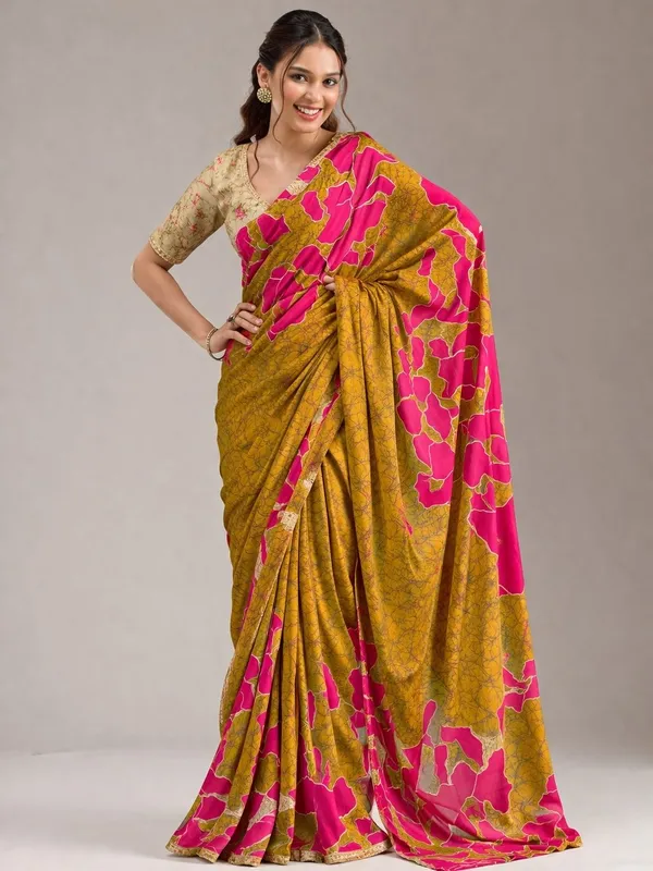 Leelavati_Blocked_Printed_Ikkat_Pure_Cotton_Saree_Mustard