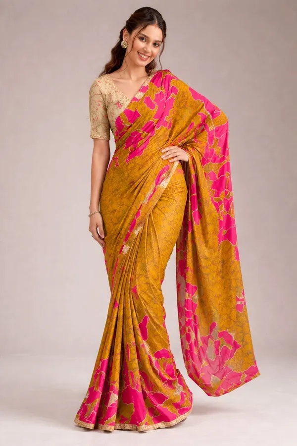 Leelavati_Blocked_Printed_Ikkat_Pure_Cotton_Saree_Mustard