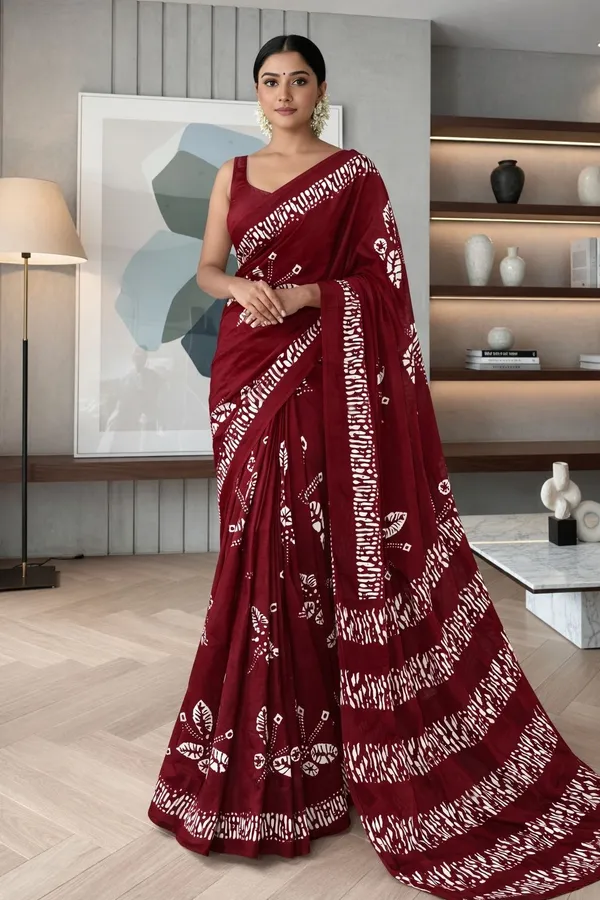 Leelavati_Printed_Ikkat_Pure_Cotton_Saree_Maroon