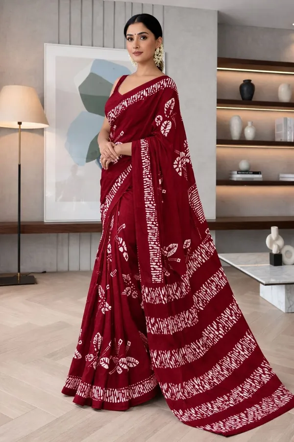 Leelavati_Printed_Ikkat_Pure_Cotton_Saree_Maroon