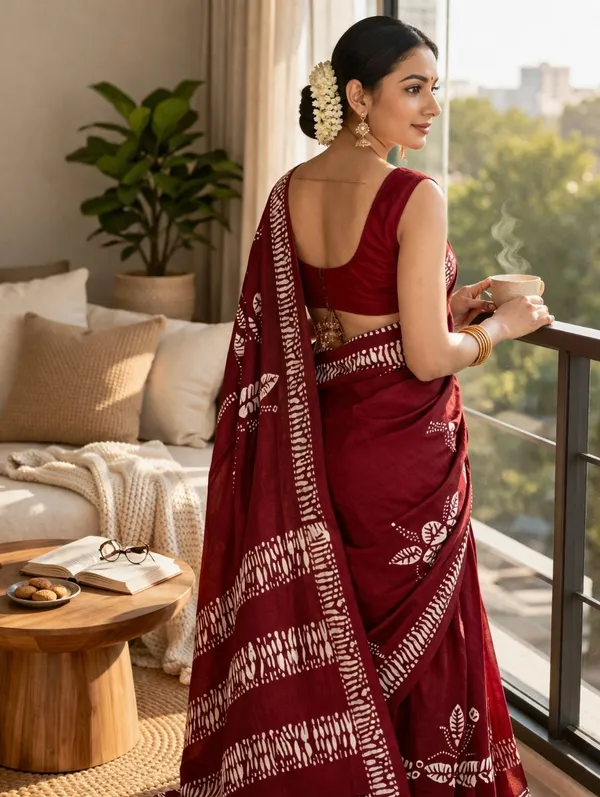 Leelavati_Printed_Ikkat_Pure_Cotton_Saree_Maroon