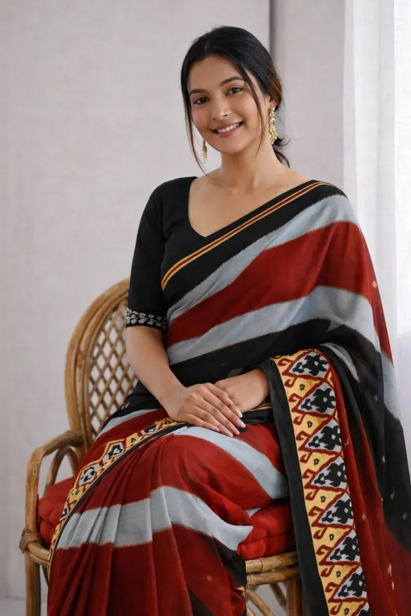 Leelavati_Printed_Ikkat_Pure_Cotton_Saree_Black