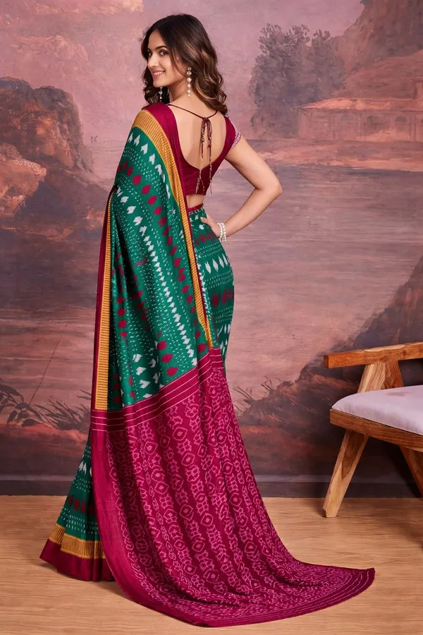 Leelavati_Printed_Floral_Print_Geometric_Print_Blocked_Printed_Ikkat_Pure_Cotton_Saree_Light_Blue