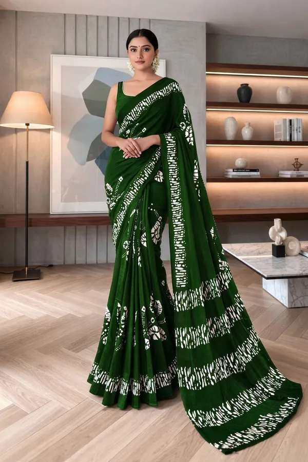 Leelavati_Printed_Ikkat_Pure_Cotton_Saree_Green