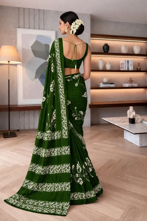 Leelavati_Printed_Ikkat_Pure_Cotton_Saree_Green