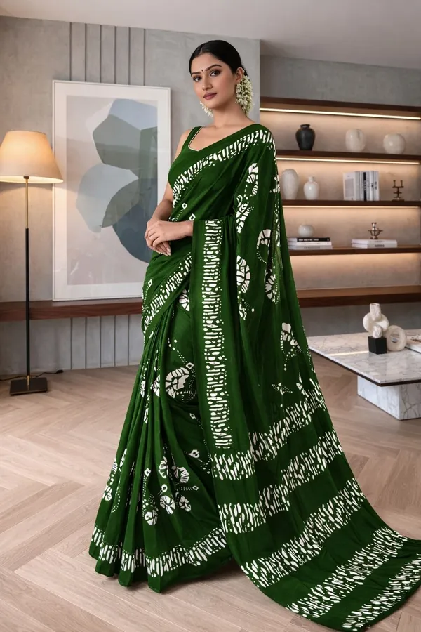 Leelavati_Printed_Ikkat_Pure_Cotton_Saree_Green
