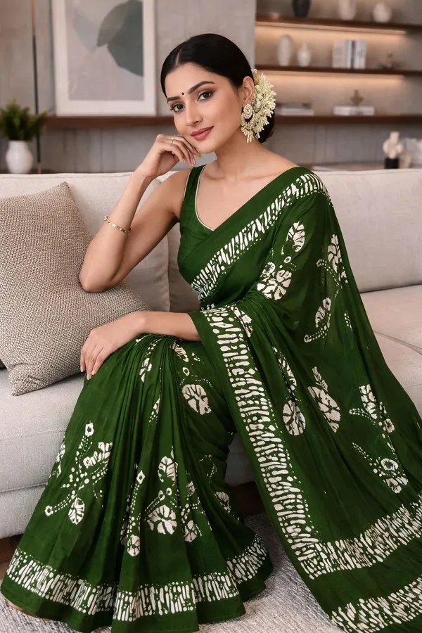 Leelavati_Printed_Ikkat_Pure_Cotton_Saree_Green