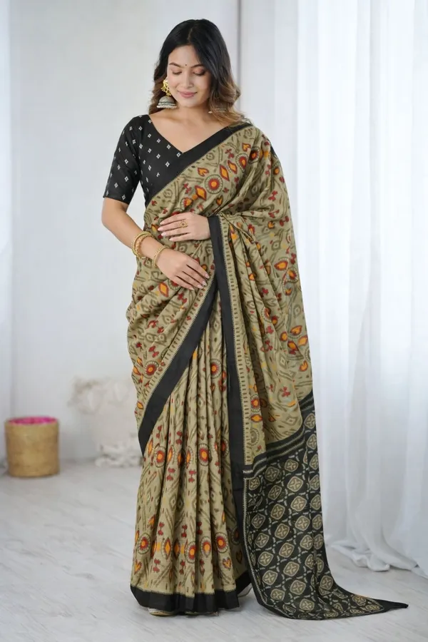 Leelavati_Printed_Ikkat_Pure_Cotton_Saree_Beige