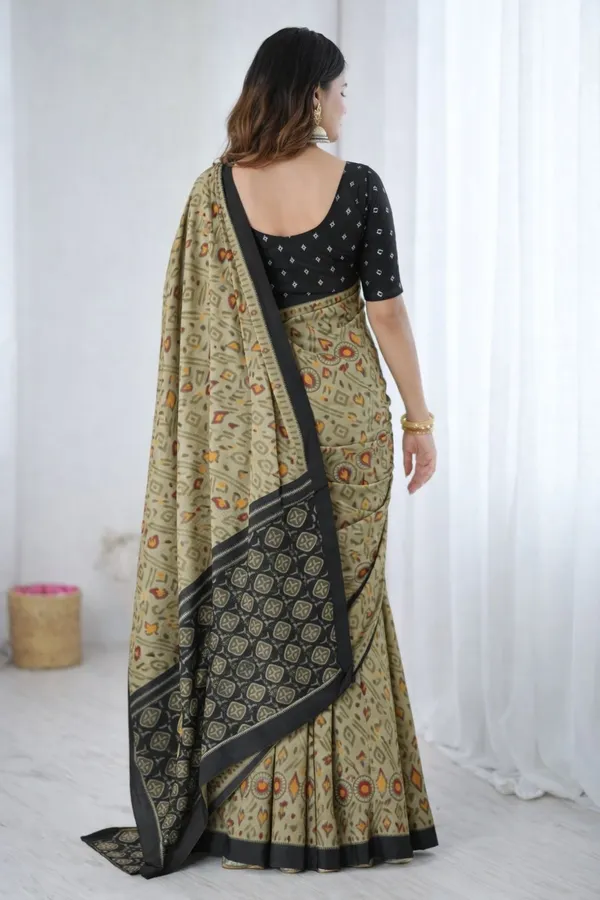Leelavati_Printed_Ikkat_Pure_Cotton_Saree_Beige