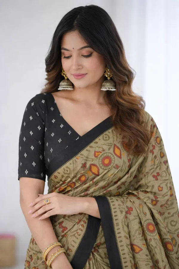 Leelavati_Printed_Ikkat_Pure_Cotton_Saree_Beige