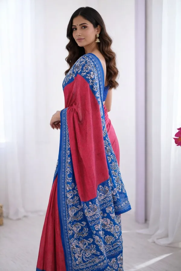 Leelavati_Floral_Print_Ikkat_Pure_Cotton_Saree_Pink