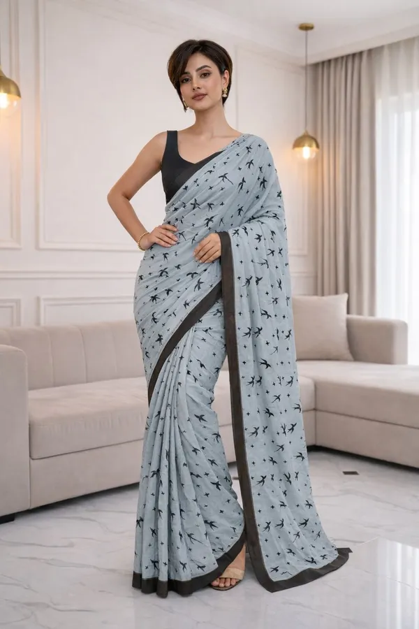Leelavati_Printed_Floral_Print_Geometric_Print_Blocked_Printed_Ikkat_Pure_Cotton_Saree_Grey